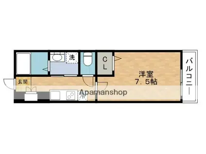 AILE岡場Ⅱ(1K/1階)の間取り写真