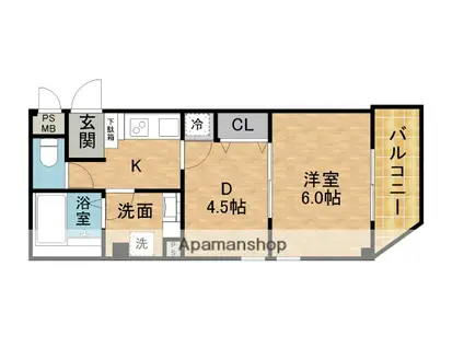 ザ・スカイレジデンス(1DK/3階)の間取り写真