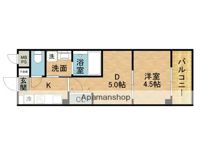 ザ・スカイレジデンス(1DK/1階)の間取り写真