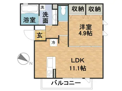 フレアコート(1LDK/3階)の間取り写真