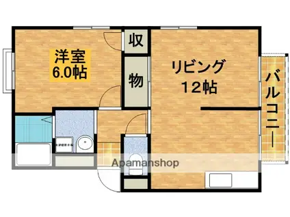 エステートピア藤原台(1LDK/2階)の間取り写真