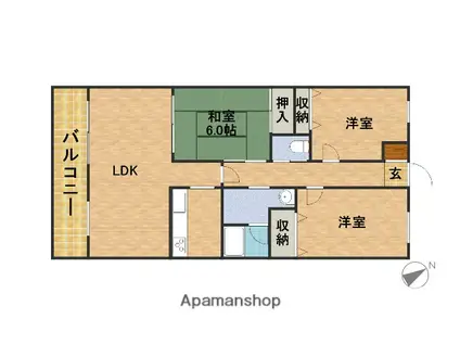 ダイアパレス北六甲(3LDK/3階)の間取り写真