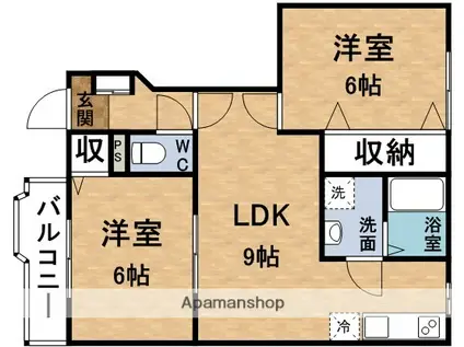 コンフォートコエモン1(2DK/1階)の間取り写真
