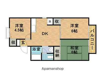 バンビタウン(3DK/1階)の間取り写真