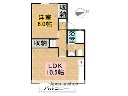 シャトルハイムO.S(1LDK/2階)の間取り写真