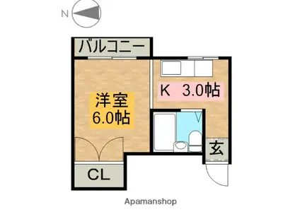 ミラージュ東園田(1K/2階)の間取り写真