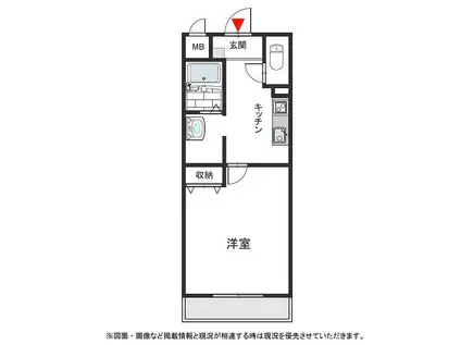 サンブルーム(1K/1階)の間取り写真