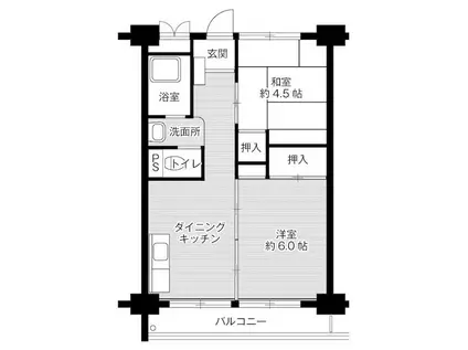 ビレッジハウス南清水タワー1号棟(2DK/2階)の間取り写真