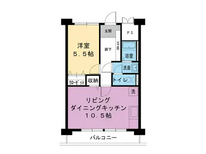ビレッジハウス南清水タワー1号棟(1LDK/6階)の間取り写真