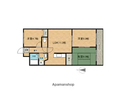 ロイヤルガーデン(3LDK/5階)の間取り写真