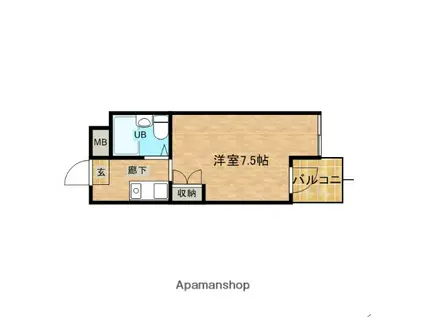 ロイヤルレジデンス(1K/2階)の間取り写真