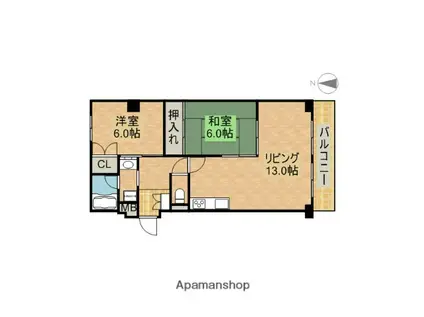 リエス東園田(2LDK/1階)の間取り写真