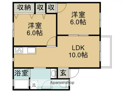 神戸電鉄粟生線 三木駅(神戸電鉄) 徒歩6分 2階建 築35年(2LDK/2階)の間取り写真