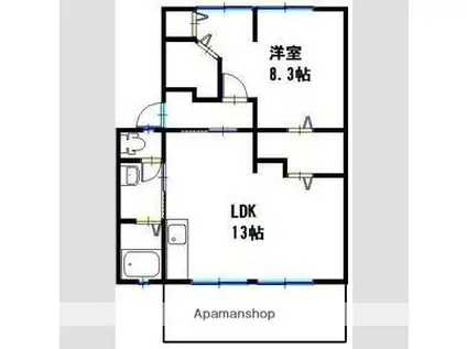 ハイツサンライフ(1LDK/2階)の間取り写真
