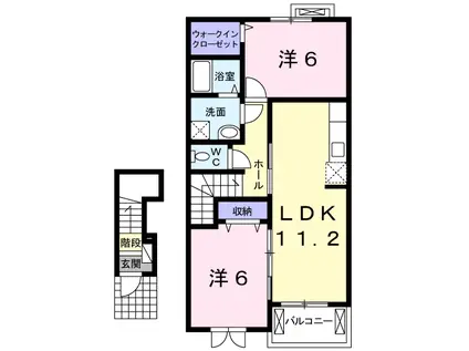 ネオロイヤルB棟(2LDK/2階)の間取り写真