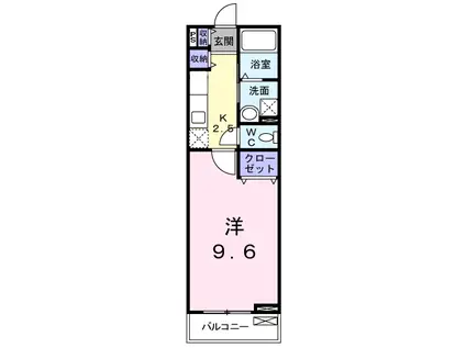 グリーン・ローズ(1K/2階)の間取り写真