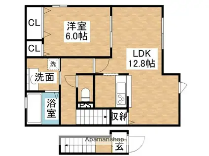 エルヴィータⅣ(1LDK/2階)の間取り写真