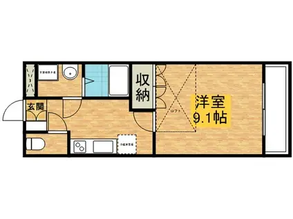 グランディール(1K/2階)の間取り写真