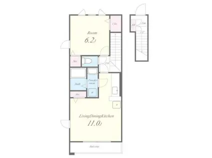 ケイズウエスト神戸(1LDK/2階)の間取り写真