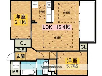 リンド・ルイスⅡ(2LDK/1階)の間取り写真