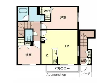 グランデ三木(2LDK/2階)の間取り写真