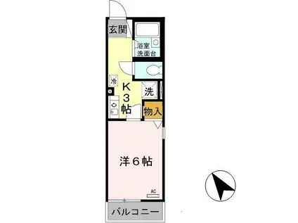 ベルセゾンミキ(1K/1階)の間取り写真