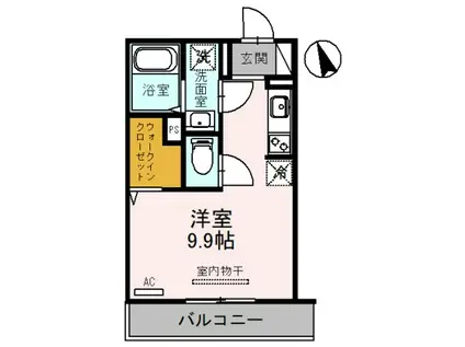 フルール恵比須(ワンルーム/2階)の間取り写真