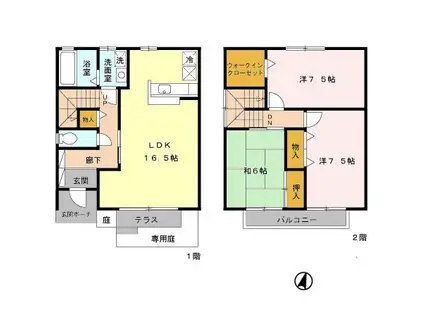 パークハイム壱番館 C棟(3LDK/1階)の間取り写真