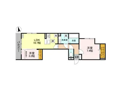 メゾン ド ソルテ B棟(2LDK/1階)の間取り写真