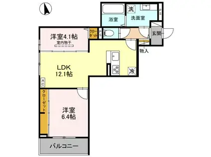 メゾン ド ソルテ B棟(2LDK/3階)の間取り写真