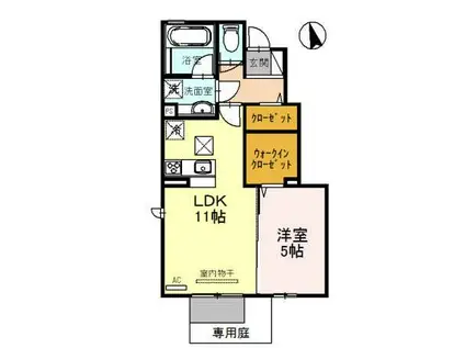 シャトン B棟(1LDK/1階)の間取り写真