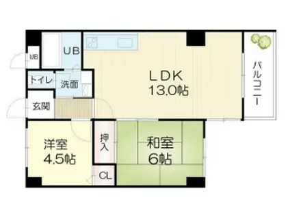 ロイヤルコーポ姫路栗山町(2LDK/4階)の間取り写真