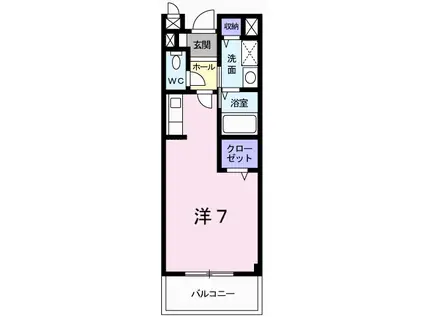 リバーサイドヴィレッジ(ワンルーム/2階)の間取り写真