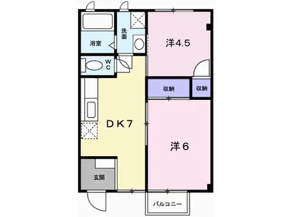 ファミール ロジュマン(2DK/2階)の間取り写真