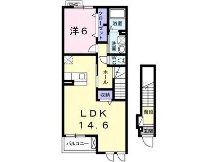 ソレイユⅠ番館(1LDK/2階)の間取り写真