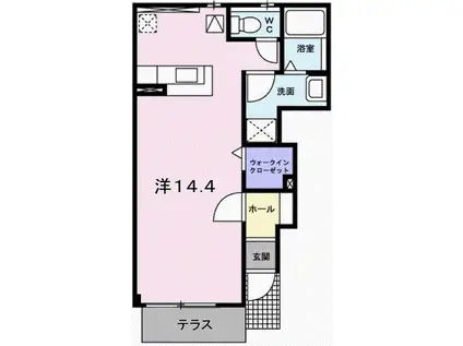 フリーデン C棟(ワンルーム/1階)の間取り写真