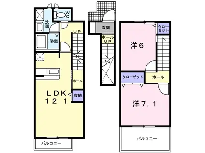 グレイスフルフィールド1(2LDK/2階)の間取り写真