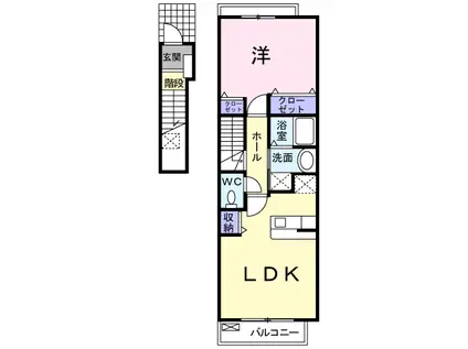 エスポワール中地(1LDK/2階)の間取り写真