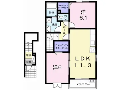 シンシンハウスB(2LDK/2階)の間取り写真