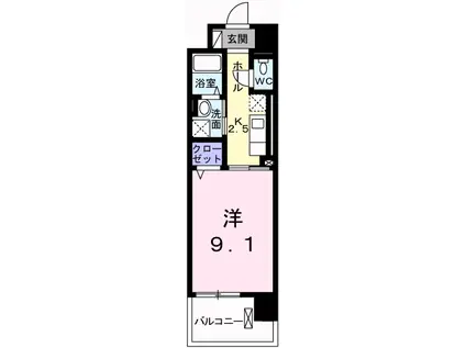 ポーシェガーデンⅡ(1K/3階)の間取り写真