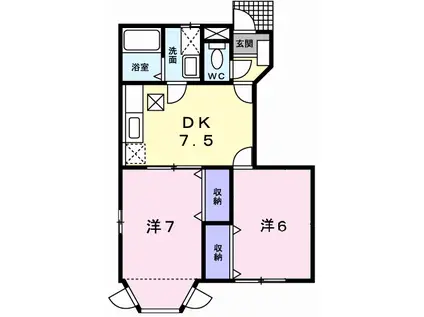 クレストヨコセキ(2DK/1階)の間取り写真