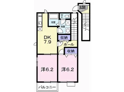 オーブリーT・Y(2DK/2階)の間取り写真