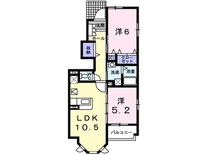 カトレーヴⅢ(2LDK/1階)の間取り写真