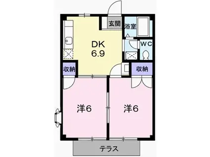 アメニティハイム(2DK/1階)の間取り写真