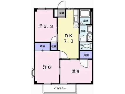 玲巧ハイツ2(3DK/2階)の間取り写真