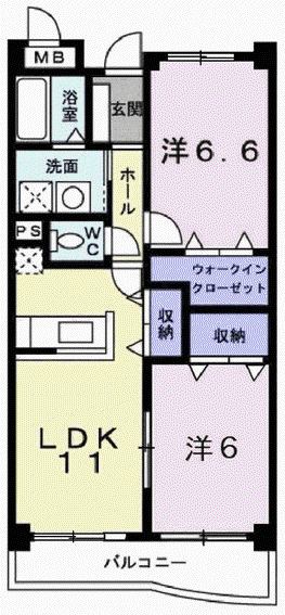 メゾン・ド・フレール(2LDK/2階)の間取り写真