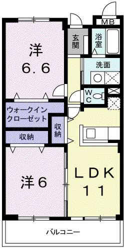 サニーガーデンⅡ(2LDK/2階)の間取り写真