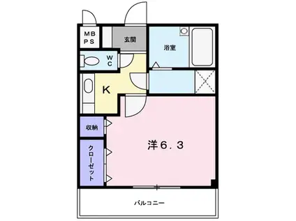 サンセール(1K/2階)の間取り写真