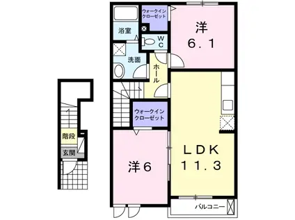 グランツメゾンⅡ(2LDK/2階)の間取り写真