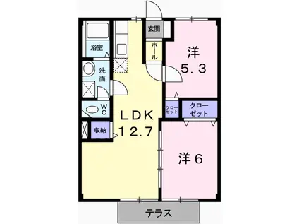 ファミィール垣口(2LDK/1階)の間取り写真